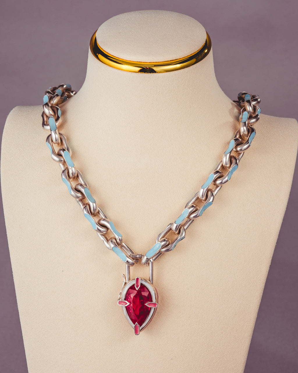 Riviera Link Necklace with Monaco Lock Pendant