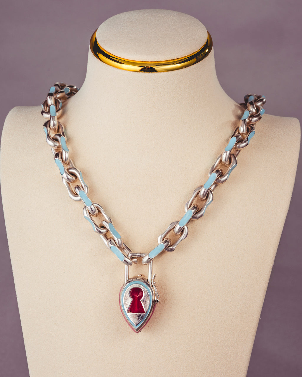 Riviera Link Necklace with Monaco Lock Pendant