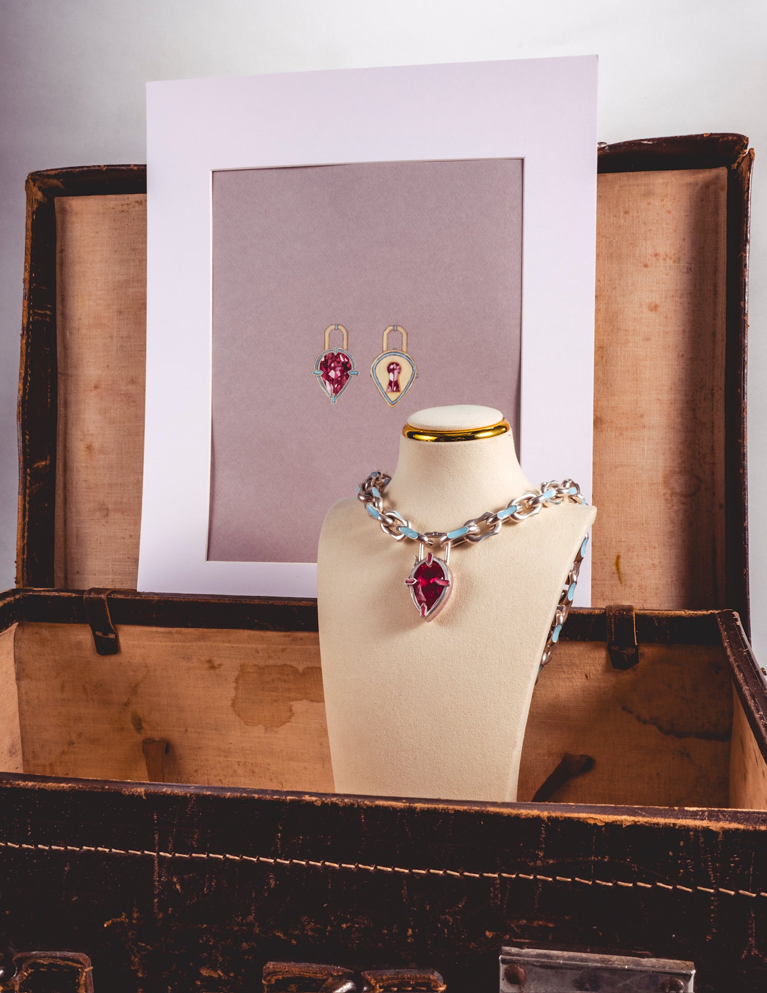 Riviera Link Necklace with Monaco Lock Pendant