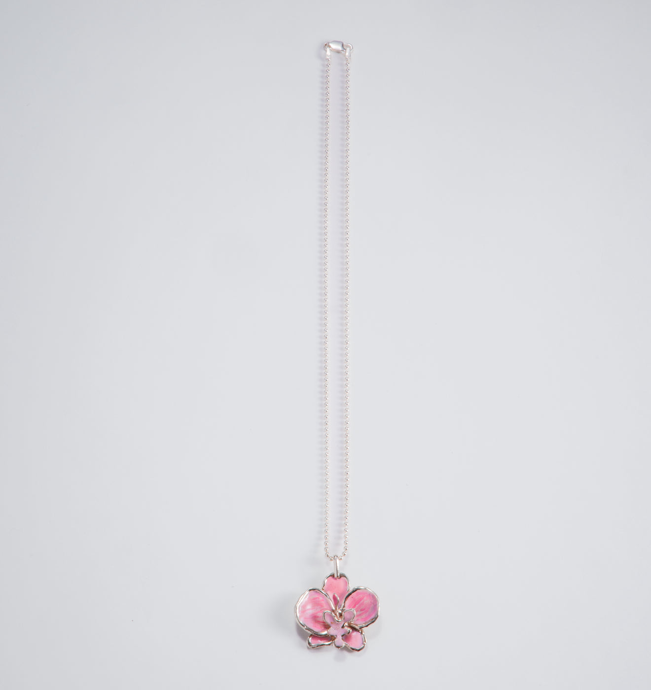 Pink Enamel Orchid Pendant